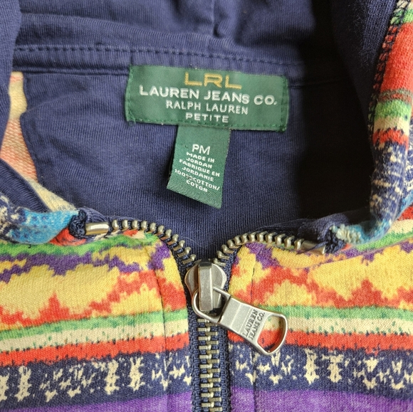 LRL Lauren Jeans Sarape Aztec Southwest Women's Full Zip Hoodie Petite Medium - Picture 6 of 12